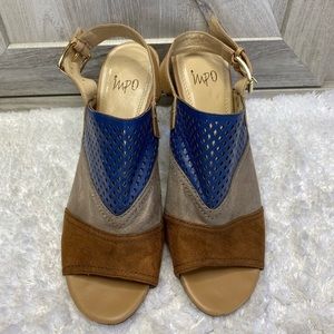 IMPO Heeled Sandals Tamia Blue Brown Tan Size 10